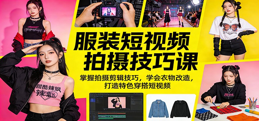 服装短视频拍摄技巧课：掌握拍摄剪辑技巧，学会衣物改造，打造特色穿搭短视频-智云网