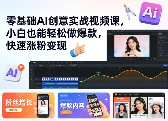 零基础AI创意实战视频课,小白也能轻松做爆款,快速涨粉变现-智云网