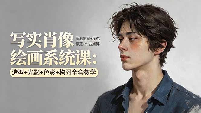 写实肖像绘画系统课：造型+光影+色彩+构图全套教学，配套笔刷+示范+作业点评-智云网