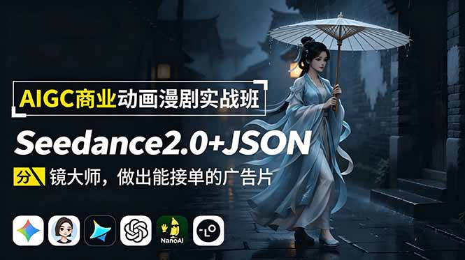 AIGC商业动画漫剧实战班：Seedance2.0+JSON分镜大师，做出能接单的广告片-智云网