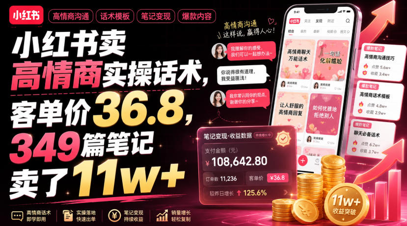 小红书卖高情商实操话术,客单价36.8,349篇笔记卖了11w+!-智云网