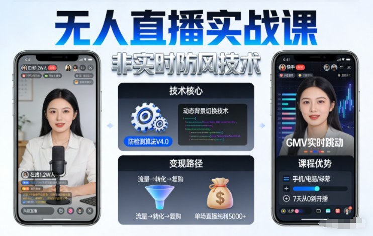 宝子哥无人直播实战课，非实时防风技术，聚焦抖音快手等平台直播带货，轻松开启直播变现之路（更新2026年4月10日）-智云网