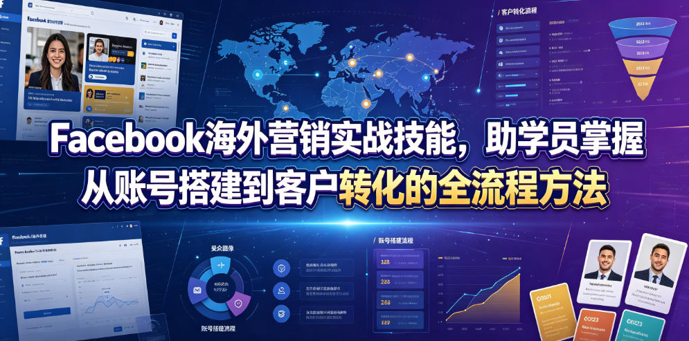 Facebook海外营销实战技能,助学员掌握从账号搭建到客户转化的全流程方法-智云网
