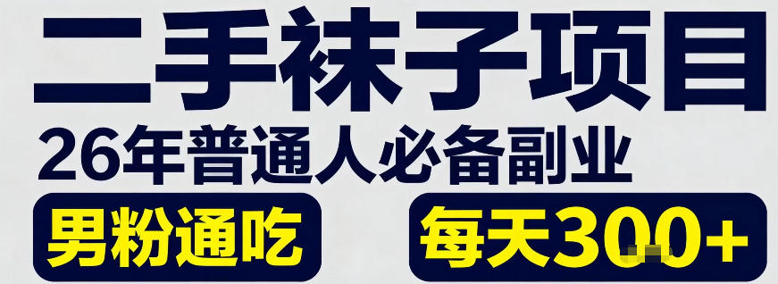 二手袜子项目，26年普通人必备副业，男粉通吃，每天3张+-智云网