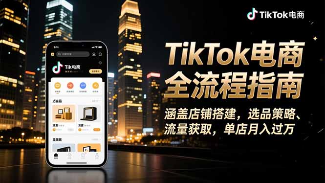 TikTok电商全流程指南，涵盖店铺搭建、选品策略、流量获取，单店月入过万-智云网