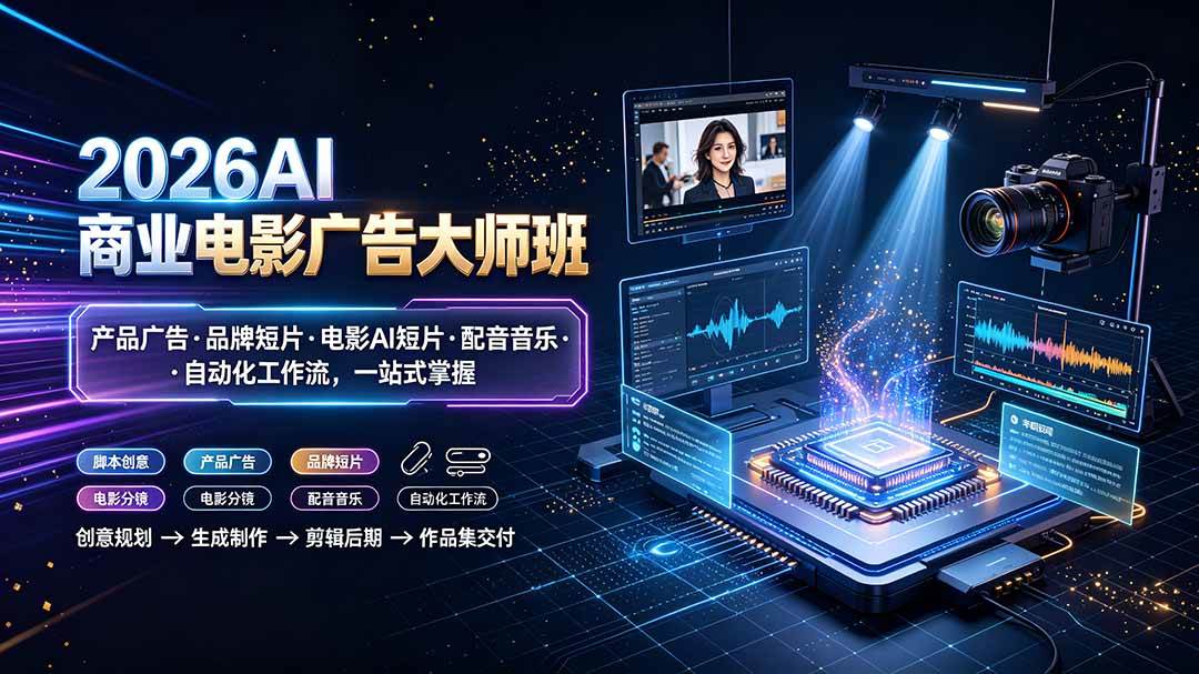 (19303期)2026AI商业电影广告大师班:产品广告·品牌短片·电影AI短片·配音音乐·自动化工作流,一站式掌握-智云网