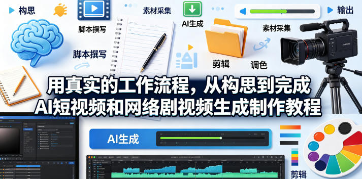 用真实的工作流程,从构思到完成AI短视频和网络剧视频生成制作教程-中英字幕 用真实的工作流程,从构思到完成AI短视频和网络剧视频生成制作教程-中英字幕