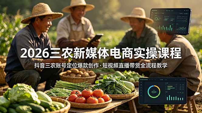 （18991期）2026三农新媒体电商实操课程：抖音三农账号定位爆款创作，短视频直播带货全流程教学-智云网