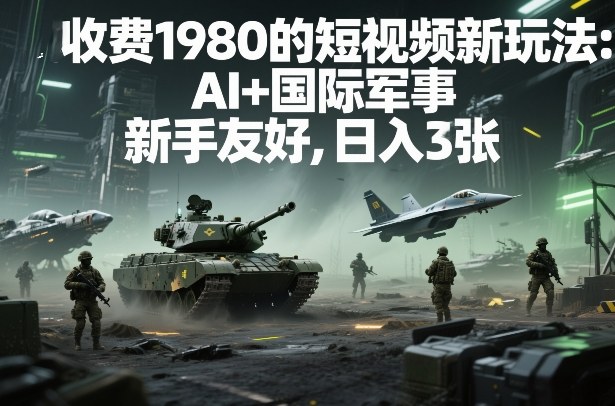 外面收费1980的短视频新玩法：AI+国际军事，新手友好，日入3张+【附详细教程】-智云网