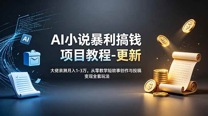 （19293期）AI小说暴利搞钱项目教程-更新，大佬亲测月入1-3万，从零教学短故事创作与投稿变现全套玩法-智云网