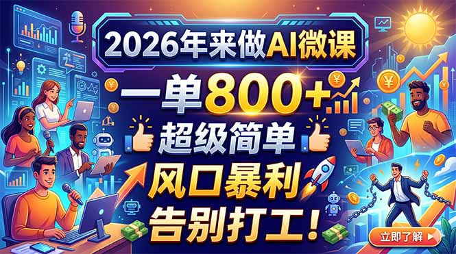 2026年来做AI微课，一单800+，超级简单，风口暴利，告别打工！-智云网