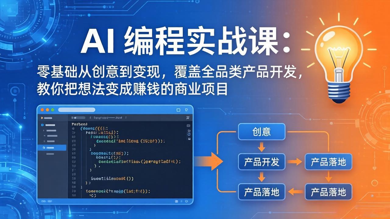 AI编程实战课-第三期-4月17更新：零基础从创意到变现，覆盖全品类产品开发，把想法变成赚钱项目-智云网
