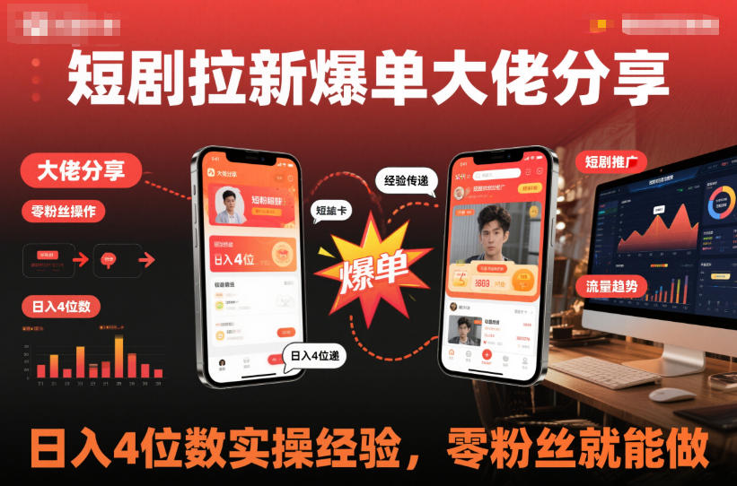 短剧拉新爆单大佬分享日入4位数实操经验,零粉丝就能做-智云网