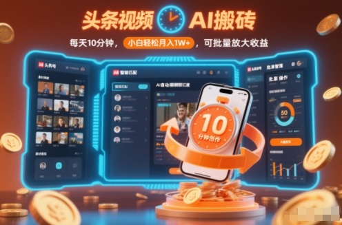 头条视频AI搬砖,每天10分钟,小白轻松月入1W+,可批量放大收益-智云网