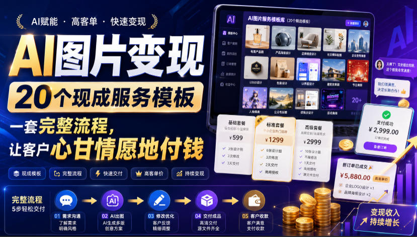 AI图片变现,20个现成服务模板,一套完整流程,让客户心甘情愿地付钱【原创双语字幕】-智云网